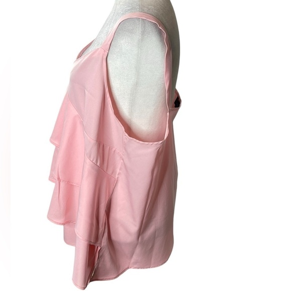 Eloquii Ruffled Layered Asymmetrical Tank Top Pink Plus size 16 - Picture 4 of 12